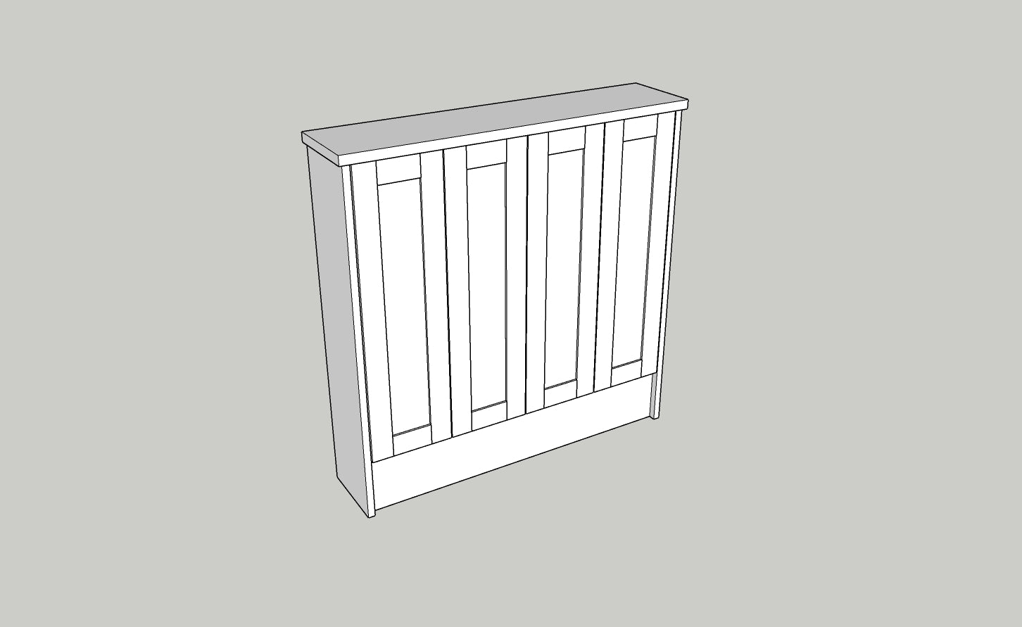 3D model of a wooden cabinet with a door on a gray background