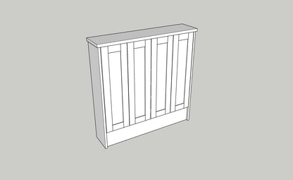 3D model of a wooden cabinet with a door on a gray background