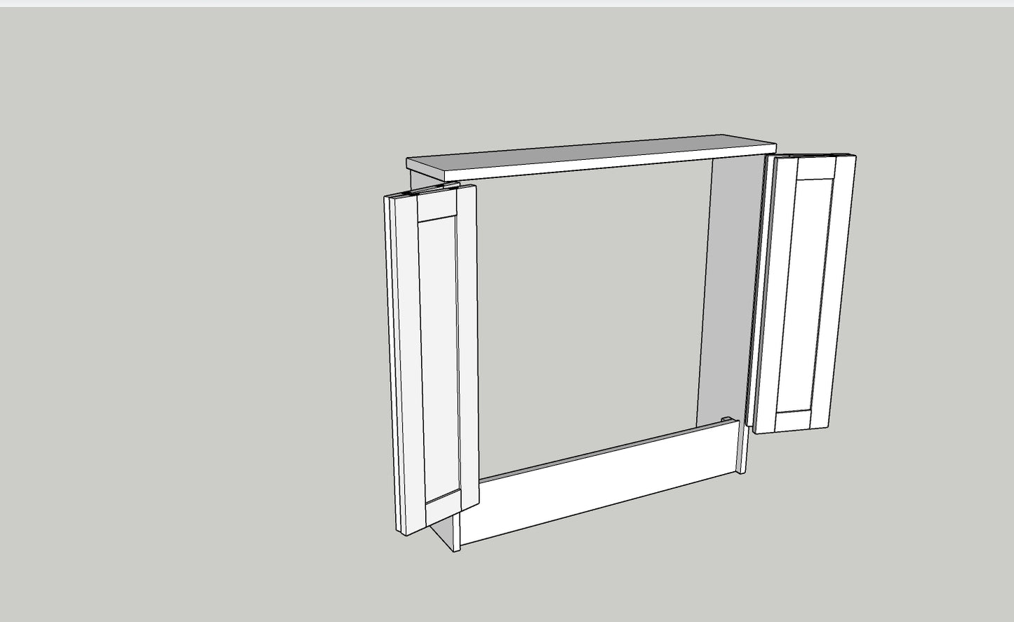 3D wireframe model of a rectangular object on a light gray background