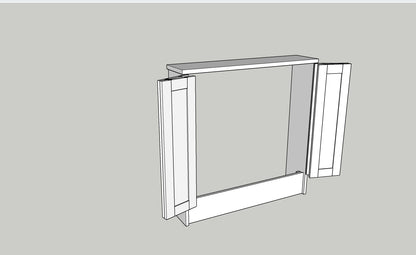 3D wireframe model of a rectangular object on a light gray background
