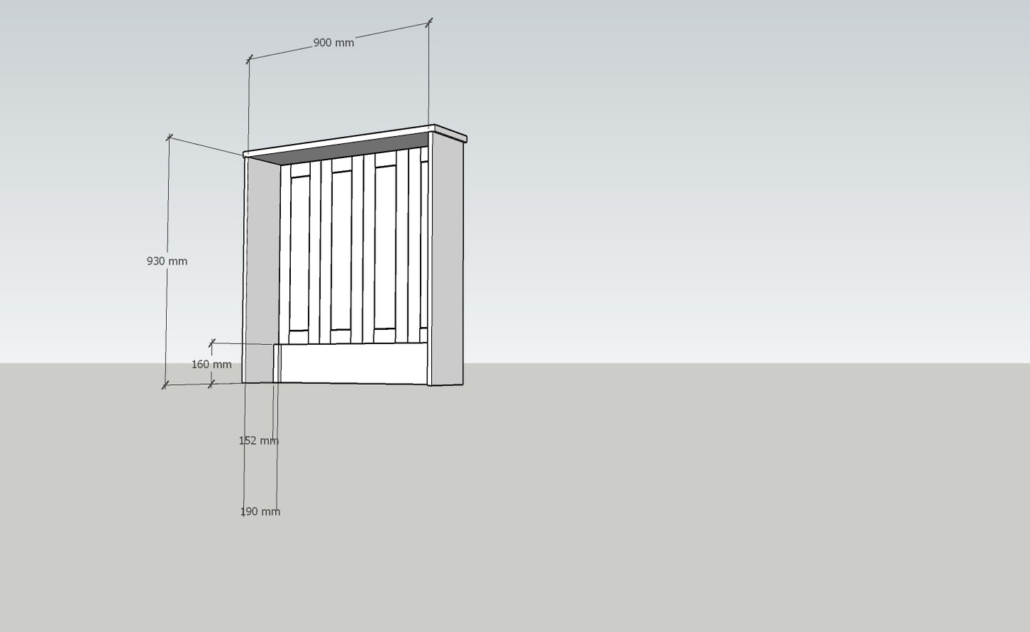 Dimensions of a rectangular object with measurements labeled on a plain background