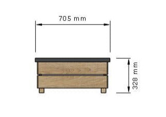Wooden Solar Panel Storage Box with dimensions labelled on a white background